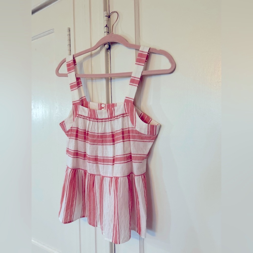 LOFT, small, red/off-white cotton top. super soft and comfortable material.